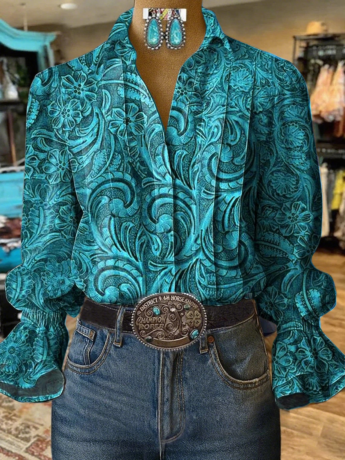 Women's Vintage Western Floral Shirt