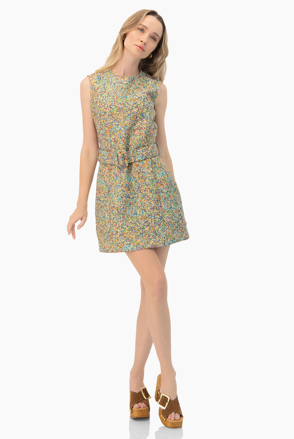 Vestido corto sin mangas multicolor