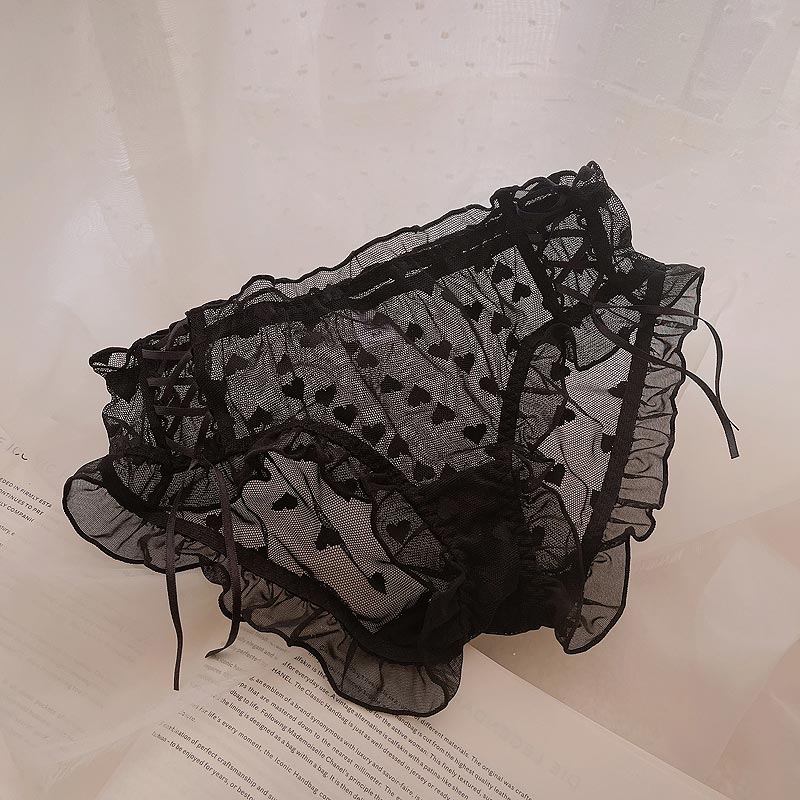 Love Heart Lace Up Mesh Panty
