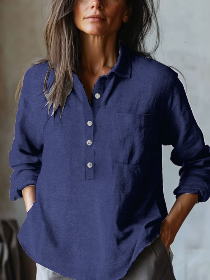 Women's Casual Loose Cotton And Linen Shirt
