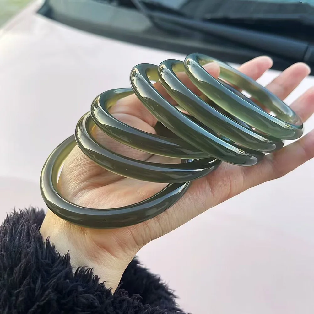 Natural Jade 8mm Round Luxury Bracelet Women High Quality Fine Korean Jewelry Agate Bangles Gift For Mother Free Shipping Items