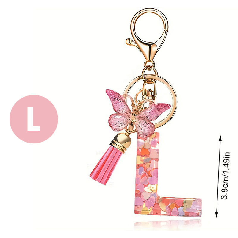 ✨✨Heart sequin butterfly letter tassel keychain(Choose your own name keychain)
