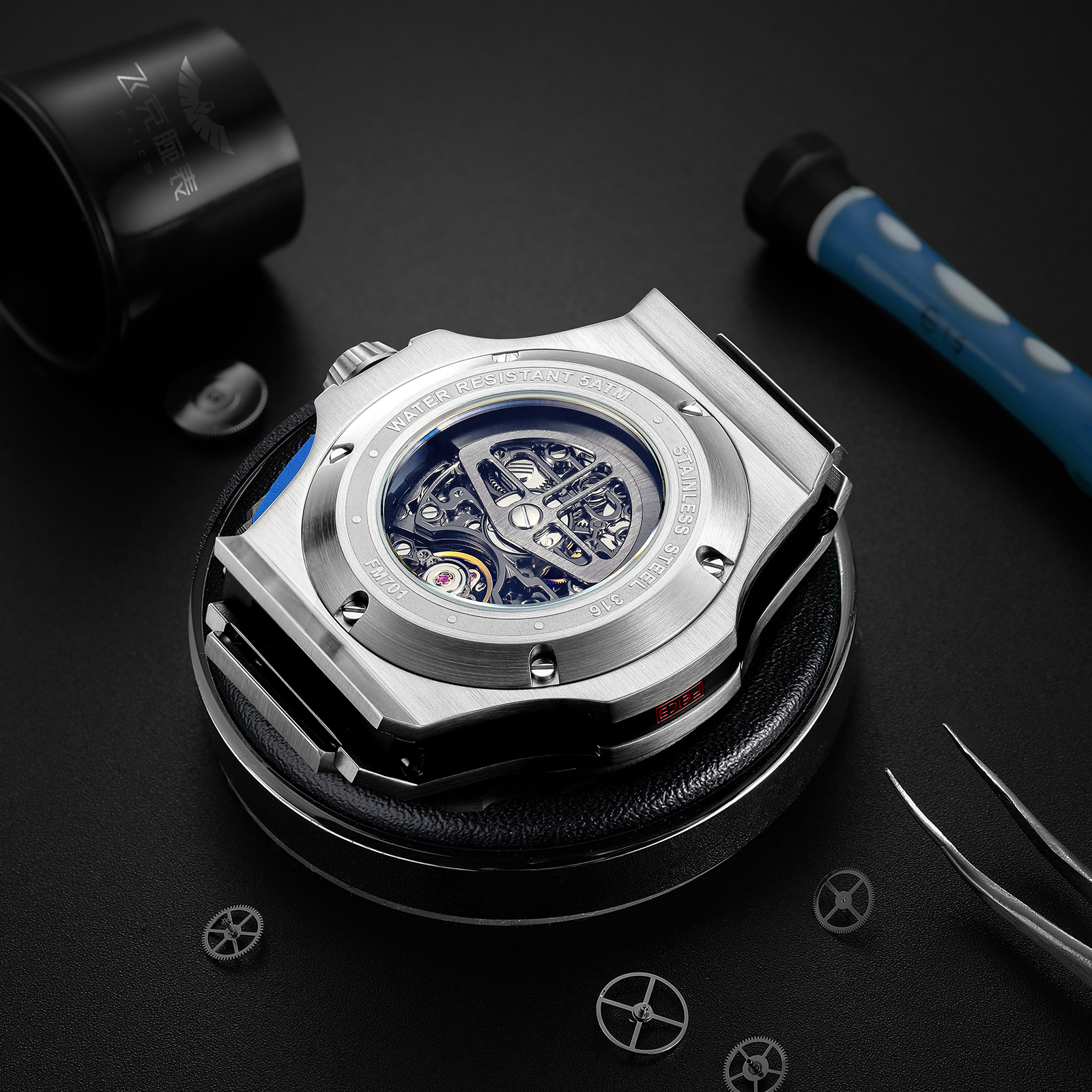 FM701 Skeleton Automatic Watch Men Analog With Stainless Steel Sapphir