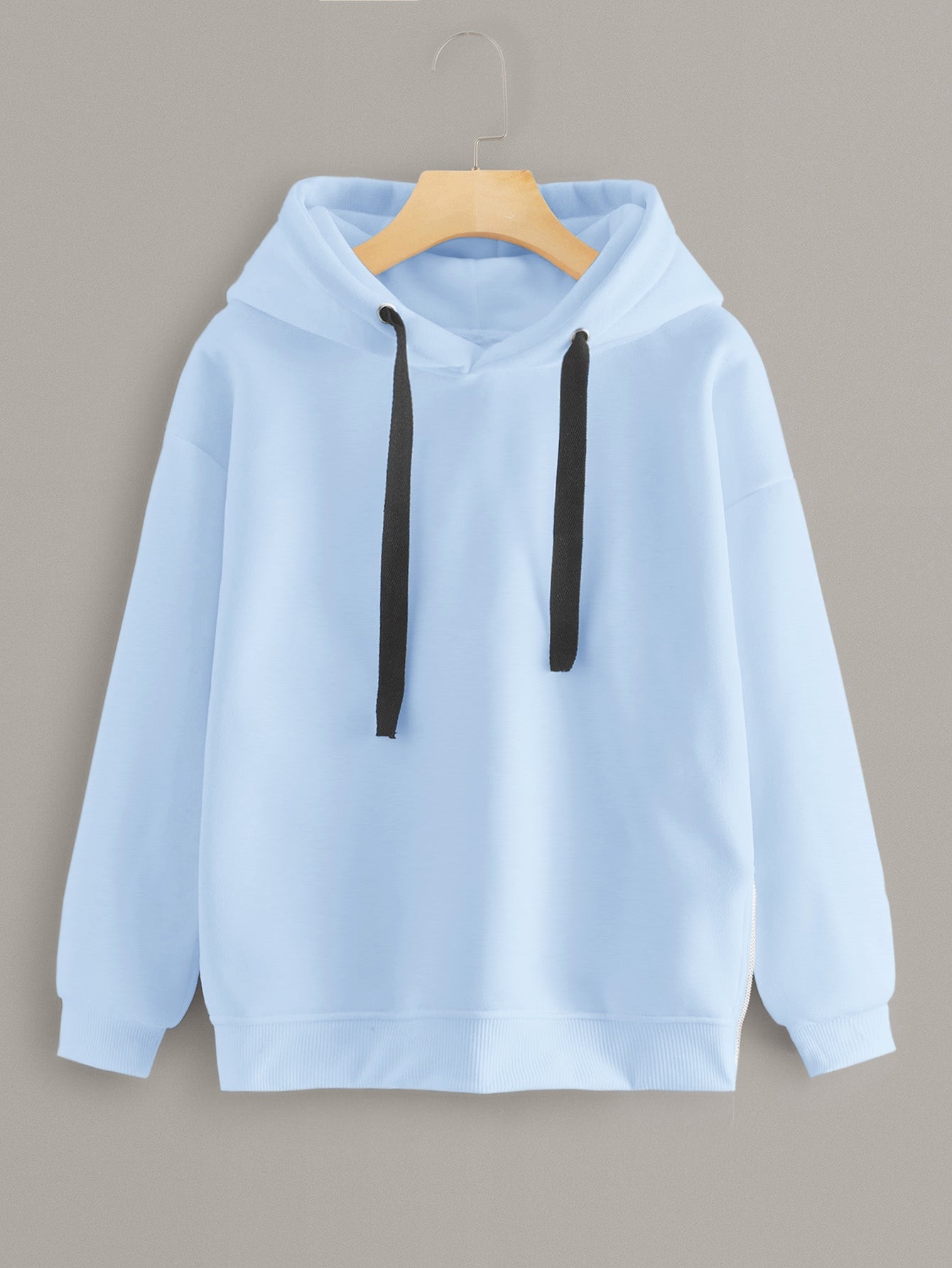 Drop Shoulder Drawstring Hooded Sweatshirt
