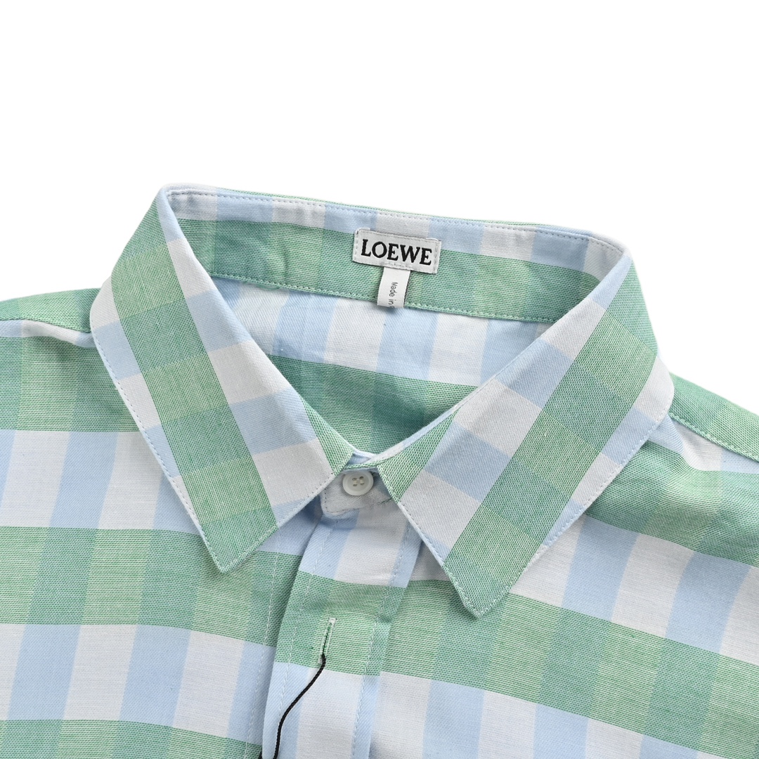 Loewe 24Fw mint mambo green check shirt