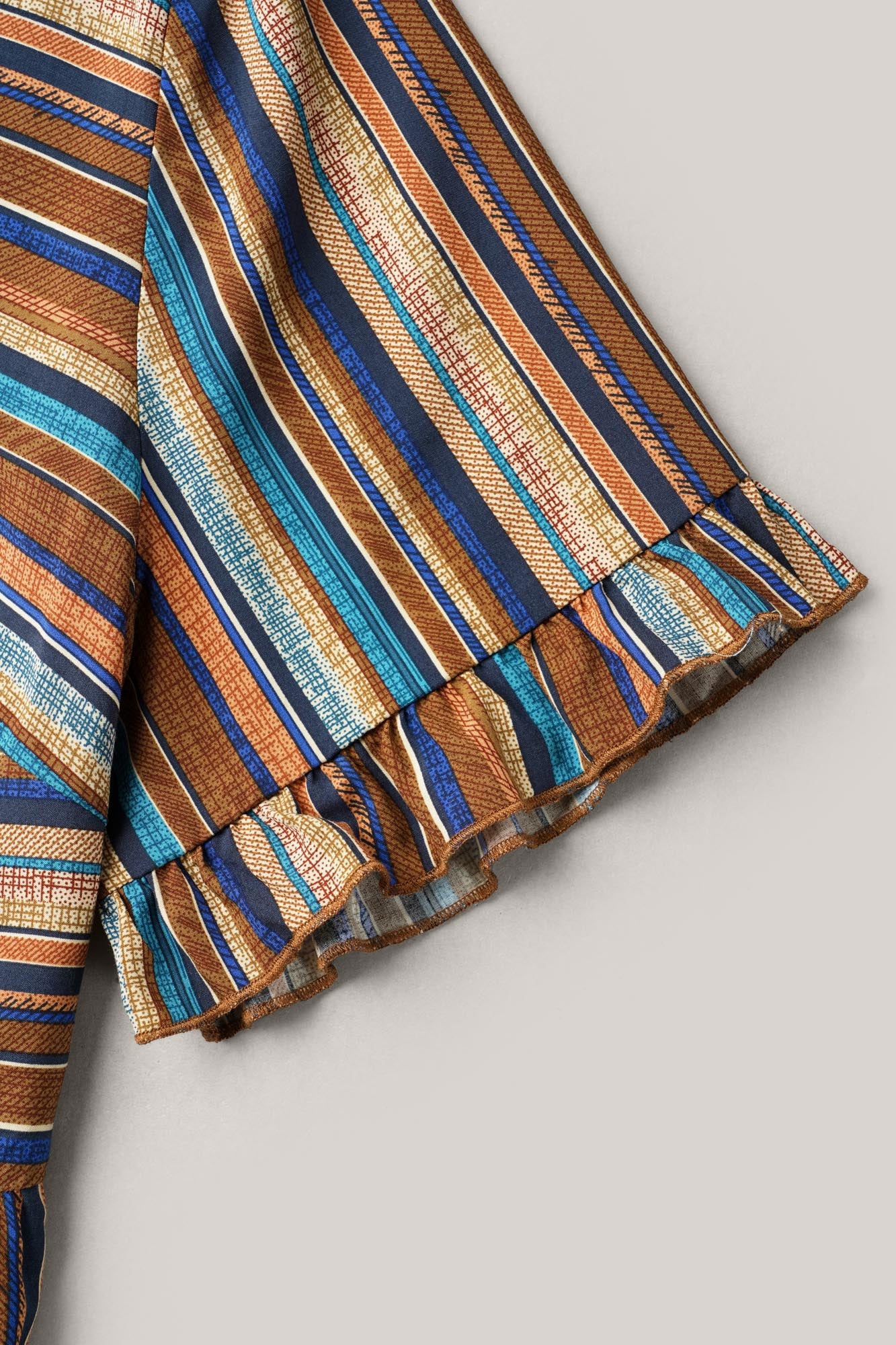 Striped V-Neck Peplum Shirt