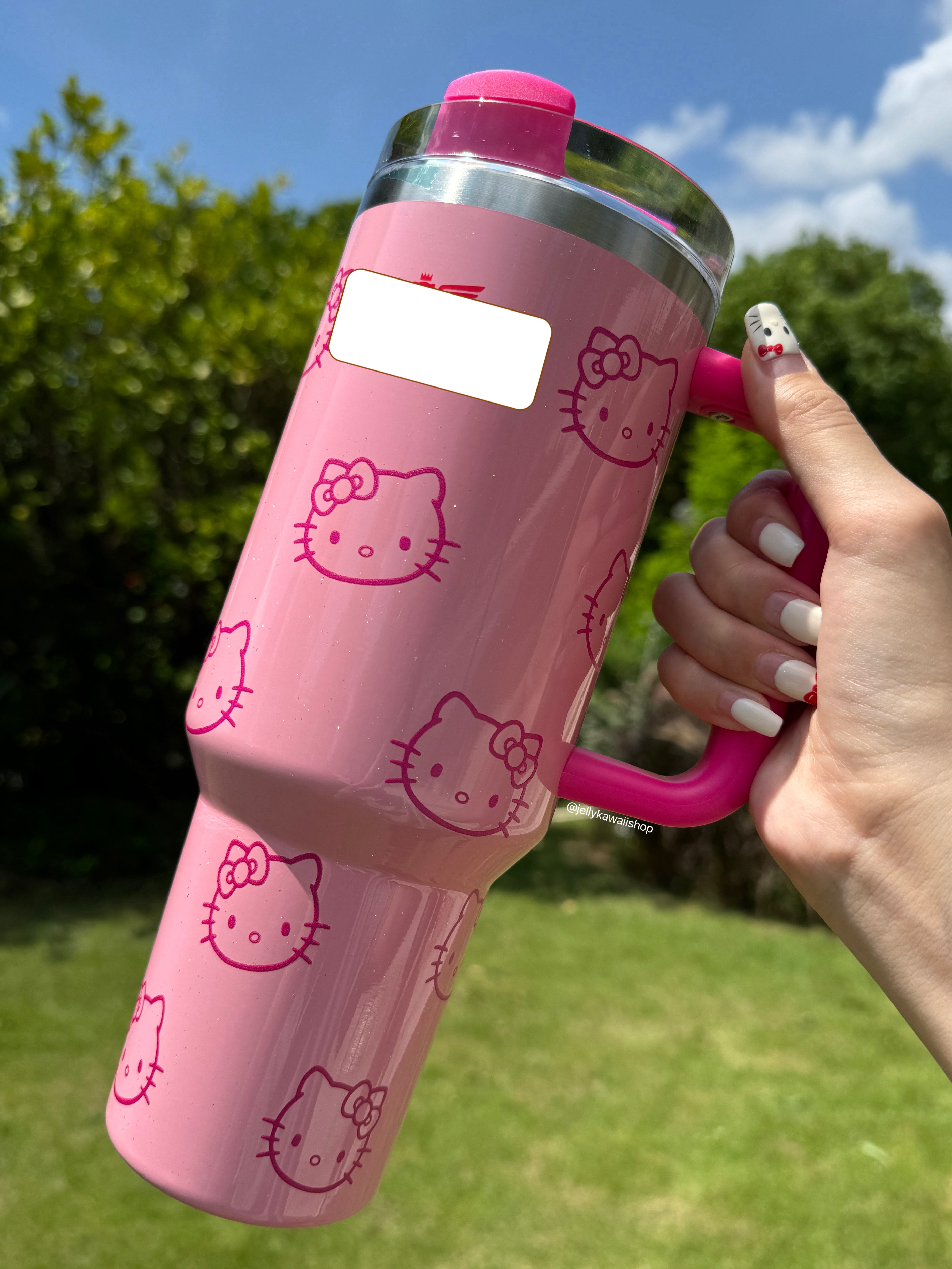 HelloKitty In-Car Insulated Cup 1200 ml Tumbler with Handle , Stainless Steel Insulated Cup with Lid Gym Water Bottle Cupholder Friendly Women Travel Mug