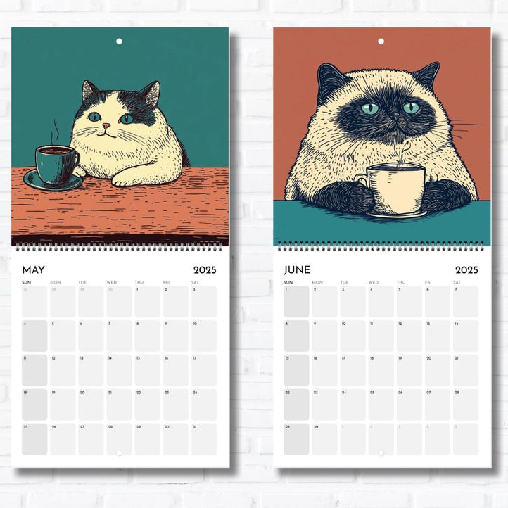 🐈☕Funny coffee cat calendar📅