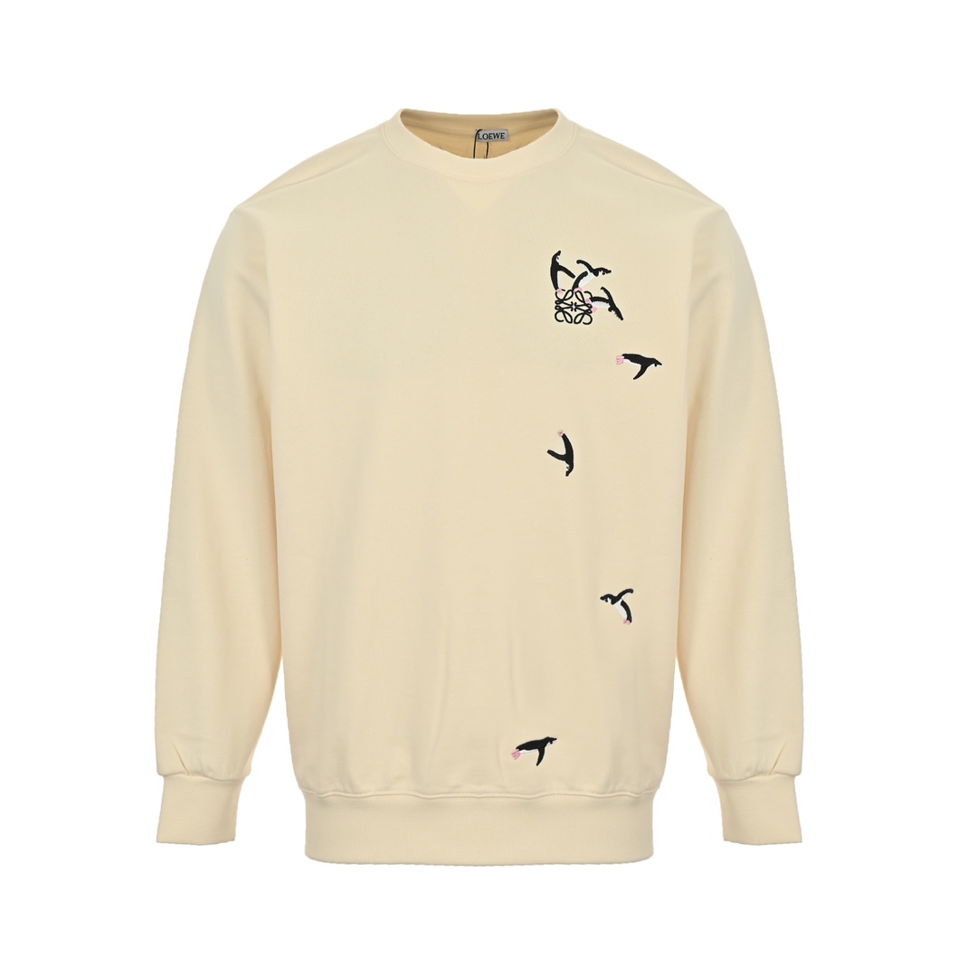 Loewe 24Fw embroidered penguin crewneck sweatshirt