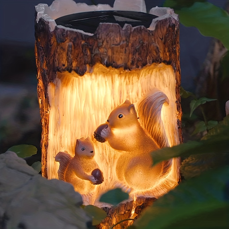 1pc Solar Squirrel Lights, Resin Garden Animal Statues For Garden Lawn, Outdoor Waterproof Landscape Lighting For Friend Birthday Wedding Planters Gifts Home Decoration Accessories Figurines