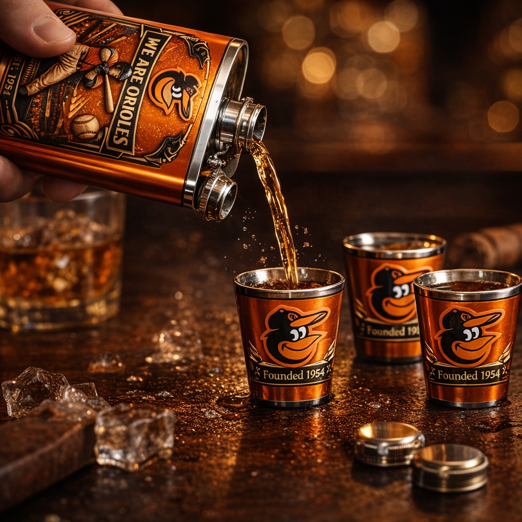 Baltimore Orioles 72nd Anniversary Flask Gift Set