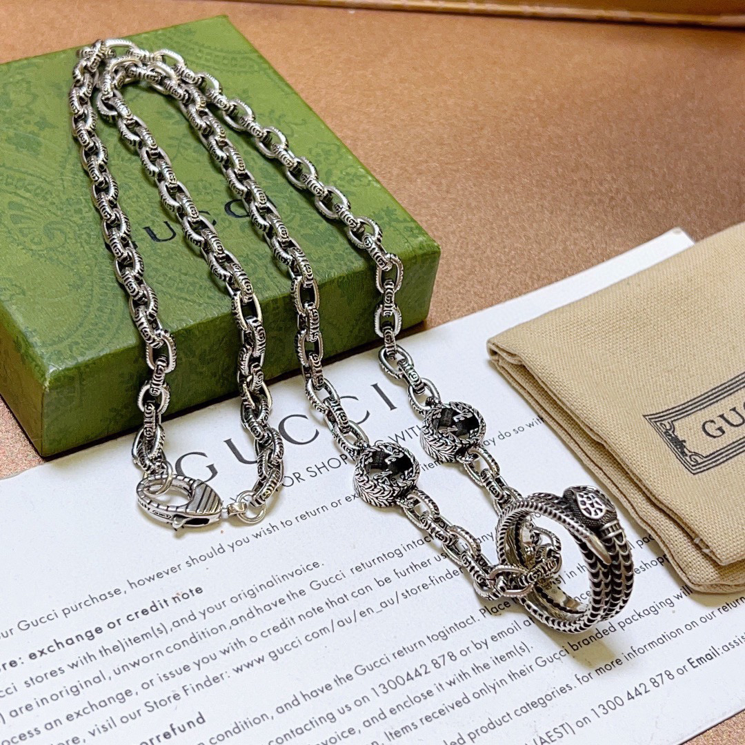 Gucci Anger Forest Series Snake Ring Vintage Necklace
