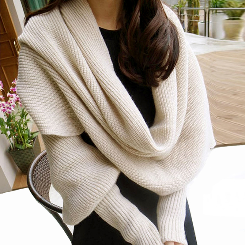 (🔥Christmas Hot Sale-50% OFF)Knitted Wrap Scarf With Sleeves[Free Size]-BUY 2 FREE SHIPPING
