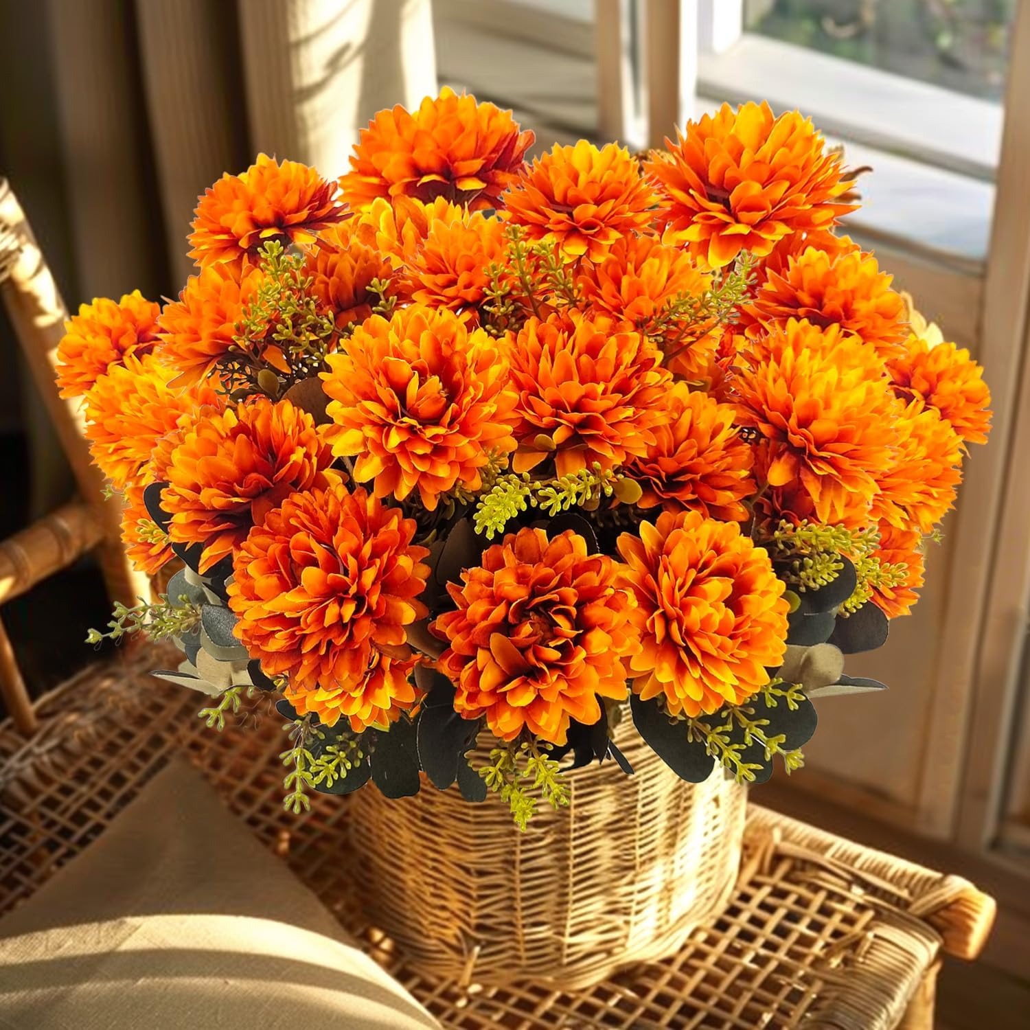 ✨Flash Sale✨9 Heads Fall Flowers Artificial Mums - UV resistant, Waterproof, Windproof