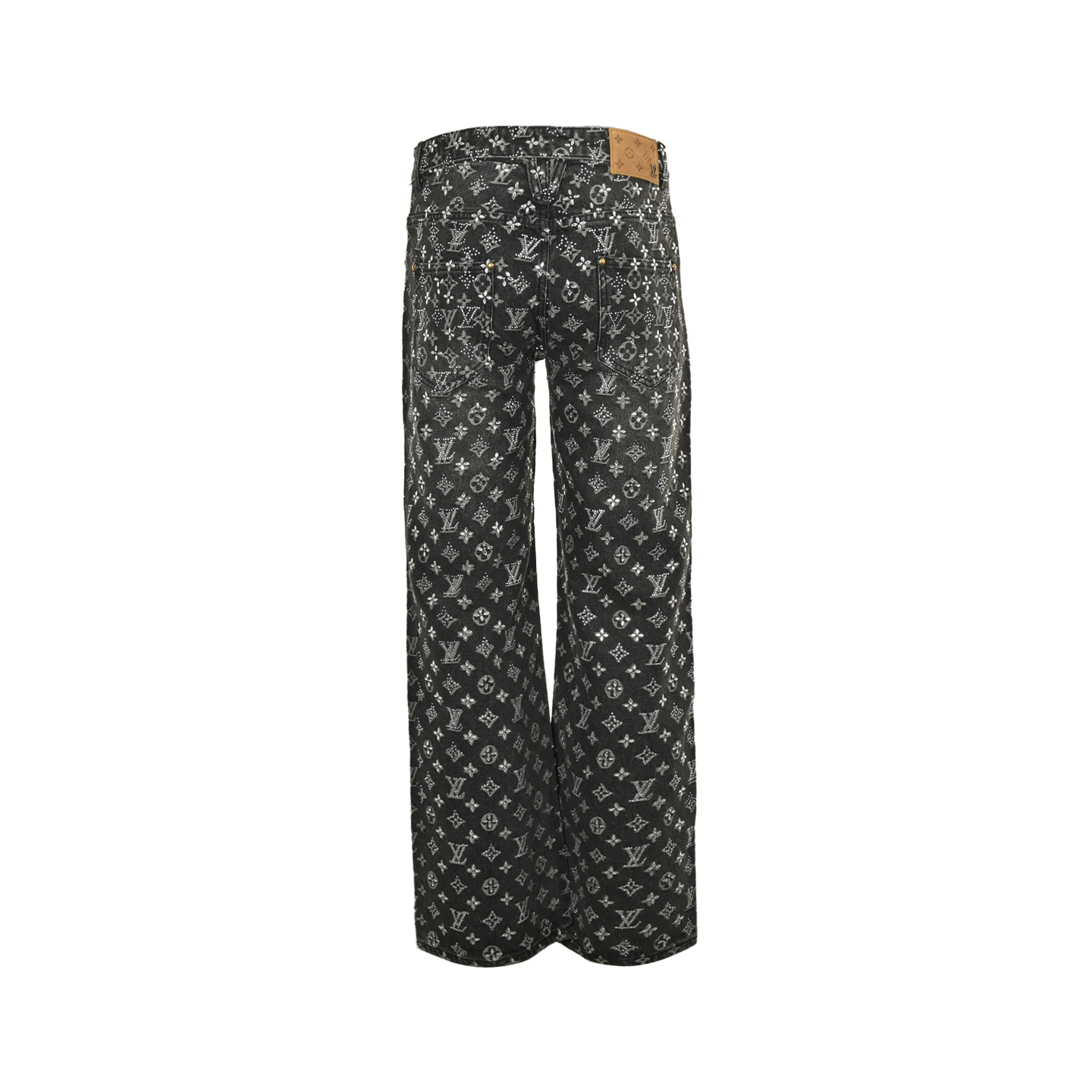 Louis Vuitton 25Fw monogram printed rhinestone jeans