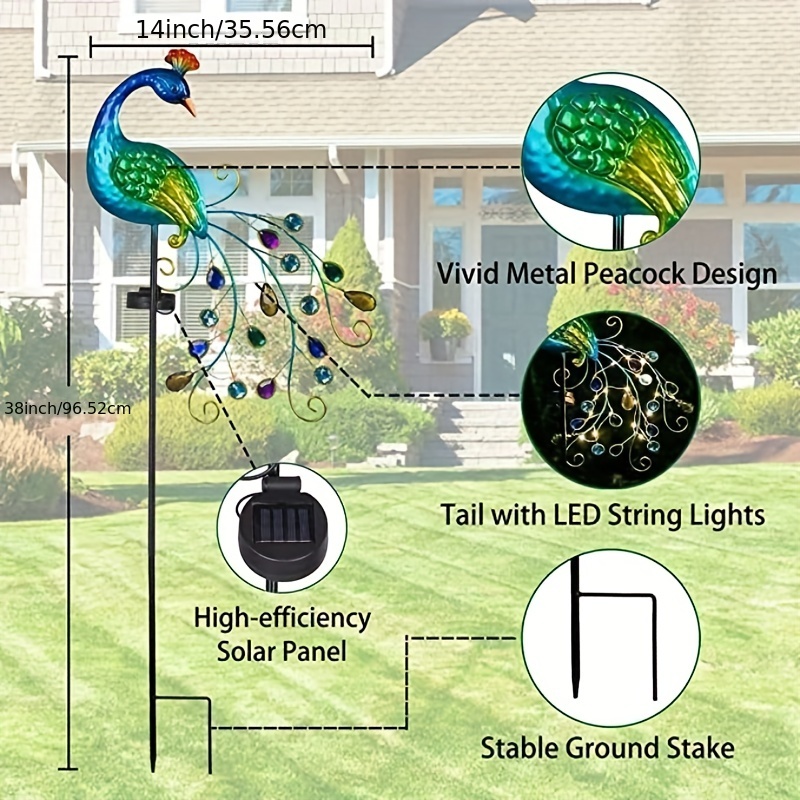 Beautify Your Garden with This Stunning Peacock Solar Garden Light - Waterproof & Durable!