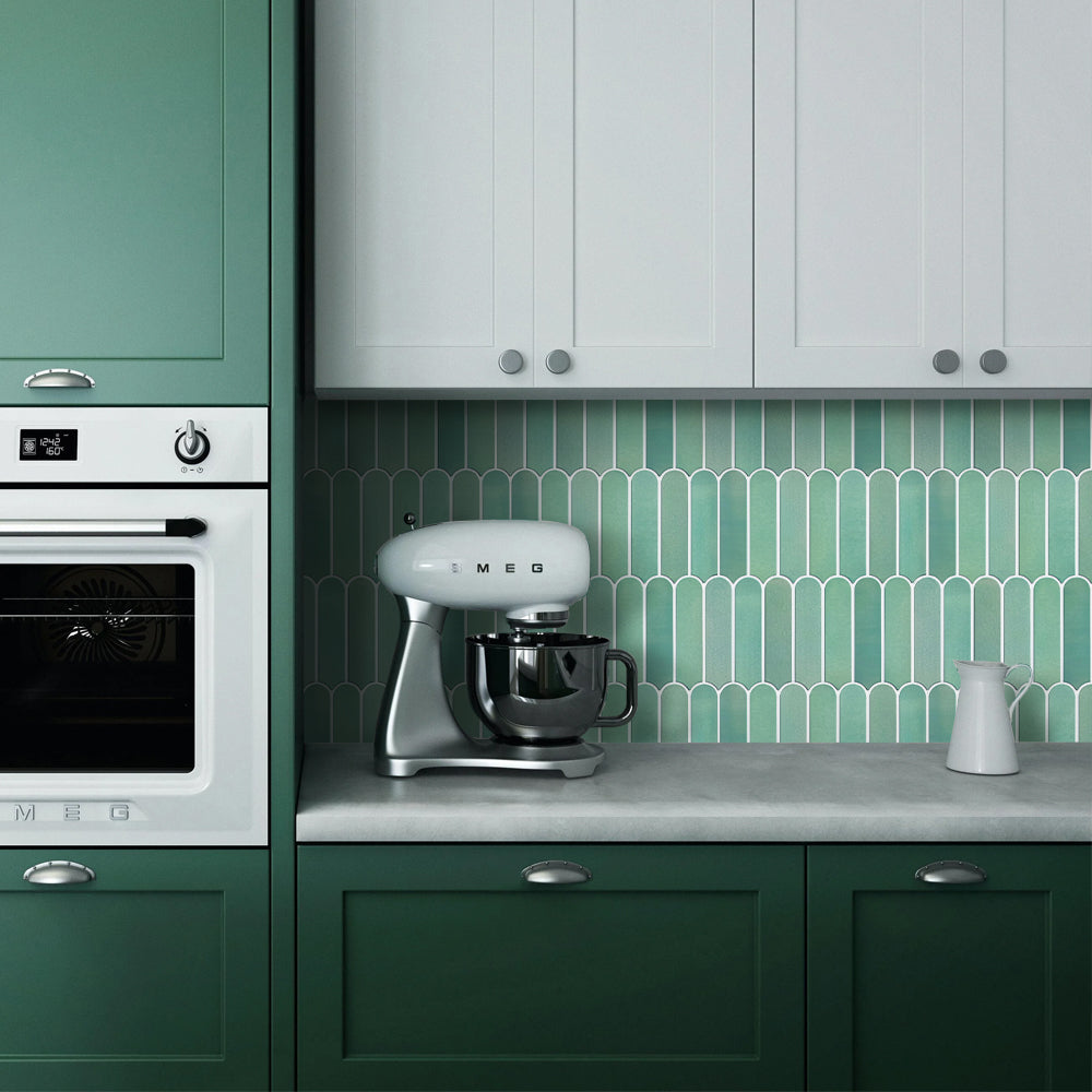 3D Jade Green Fish Scale Peel and Stick Wall Tile