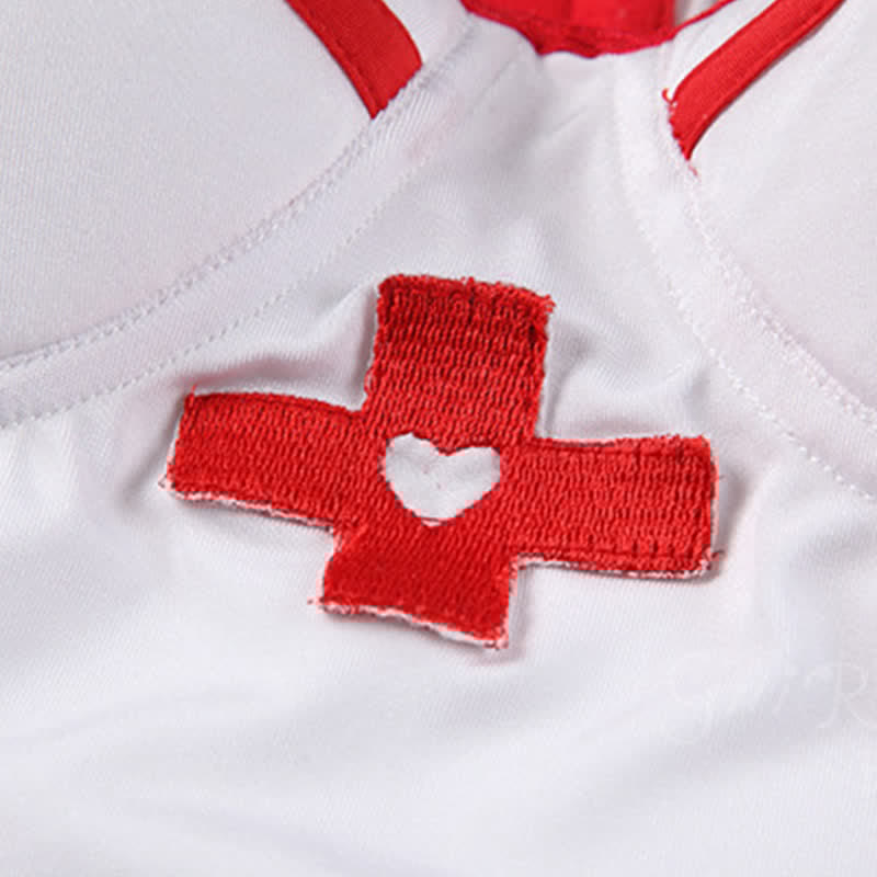 Cosplay Nurse Uniform Lace Slip Lingerie Dress
