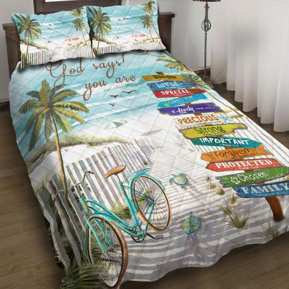 Beach Turtle God Says You Are Quilt Bed Set