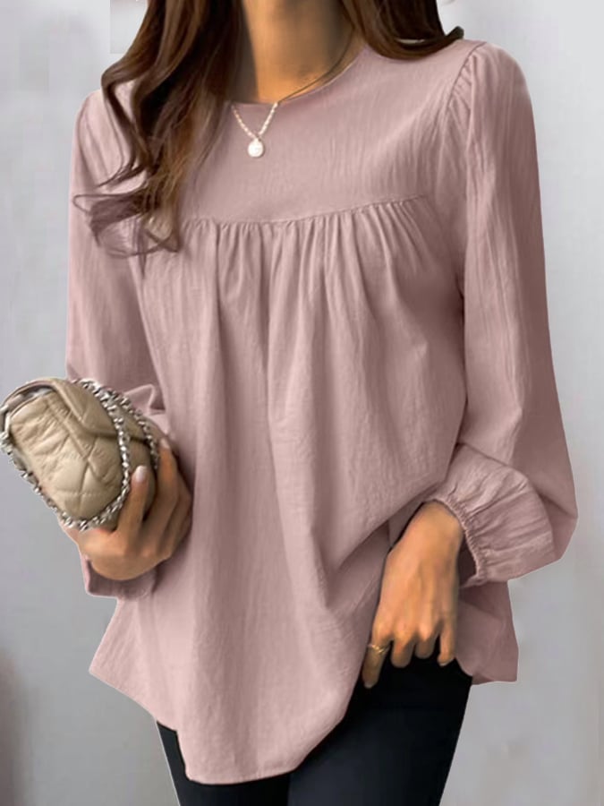 Women's Casual Loose Solid Color Loose Cotton And Linen Shirt