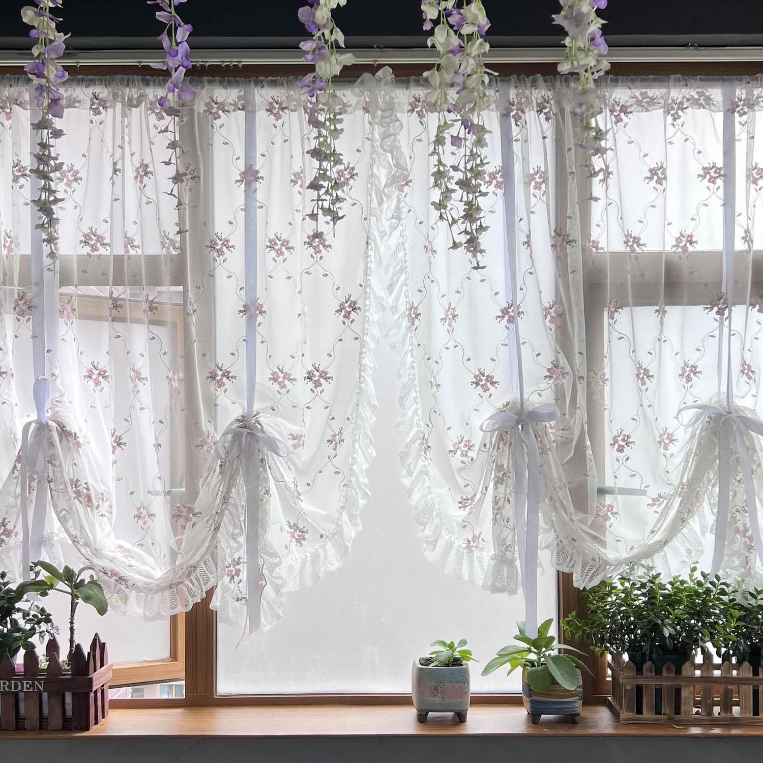 Elegant Floral Lace Balloon Curtains