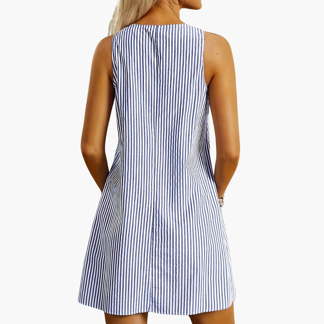 Sleeveless Striped Pocket Dress