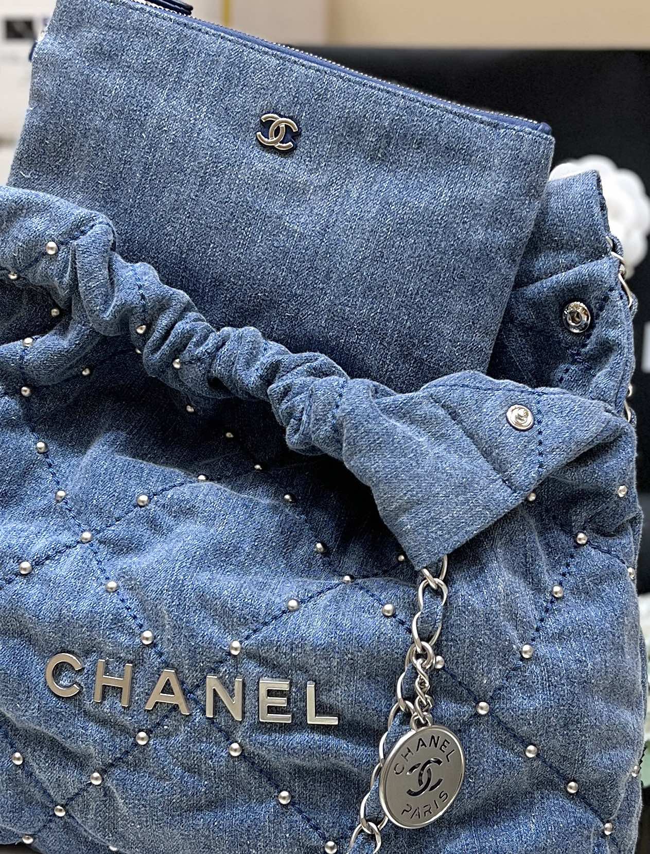 Chanel 24S Spring/Summer Collection Rivet Denim Handbag AS3260