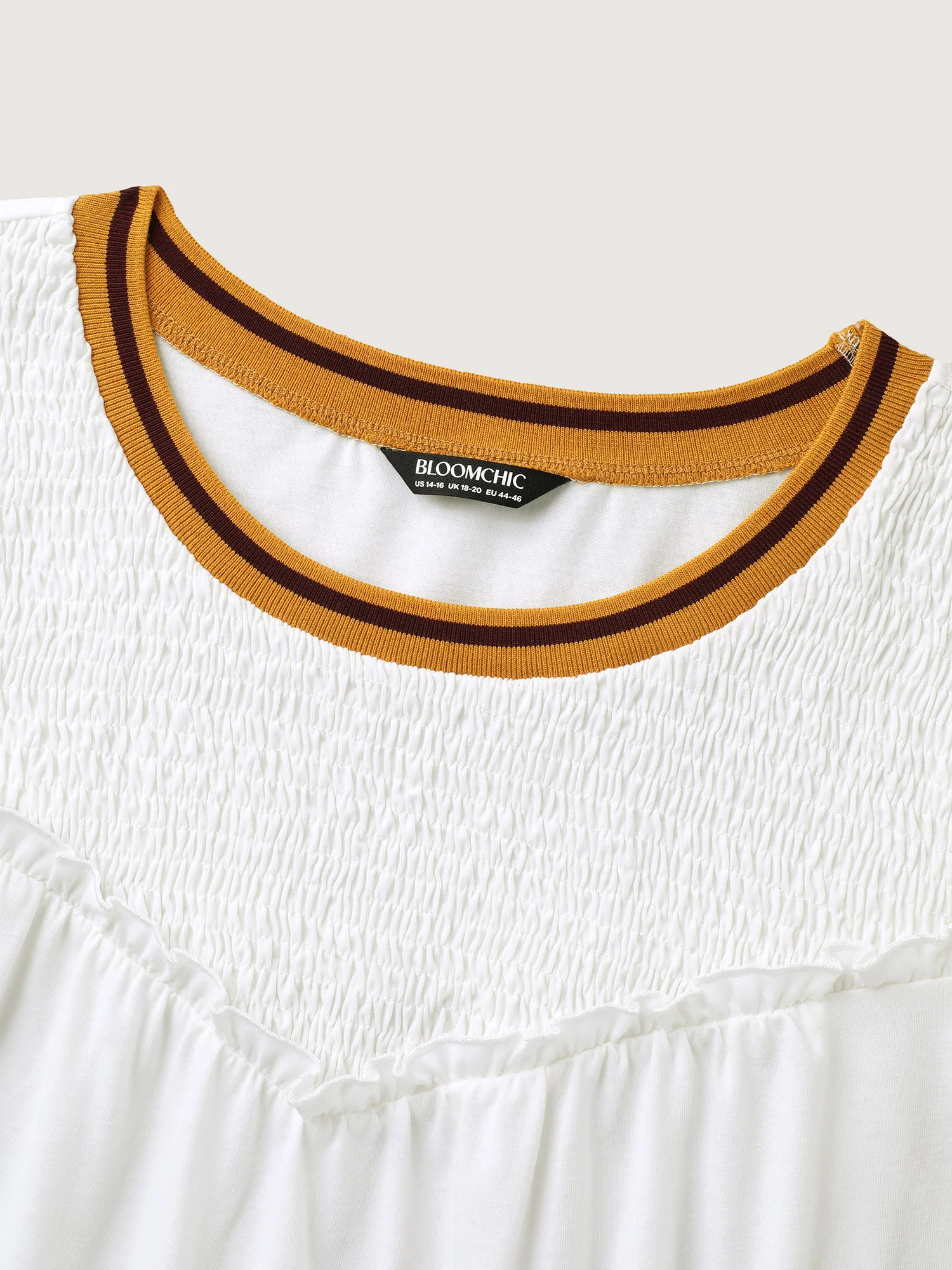 Color Contrast Shirred Flowy Top