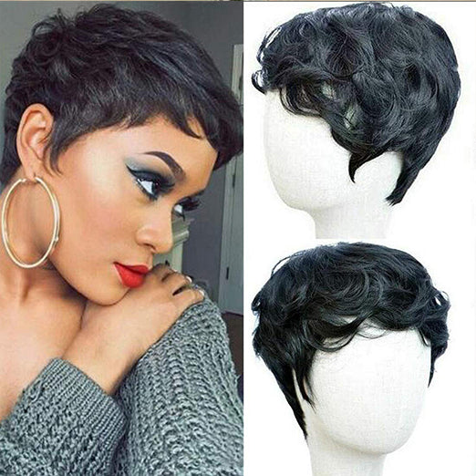 Luna 019 Short Pixie Black Synthetic Wigs for Black Women