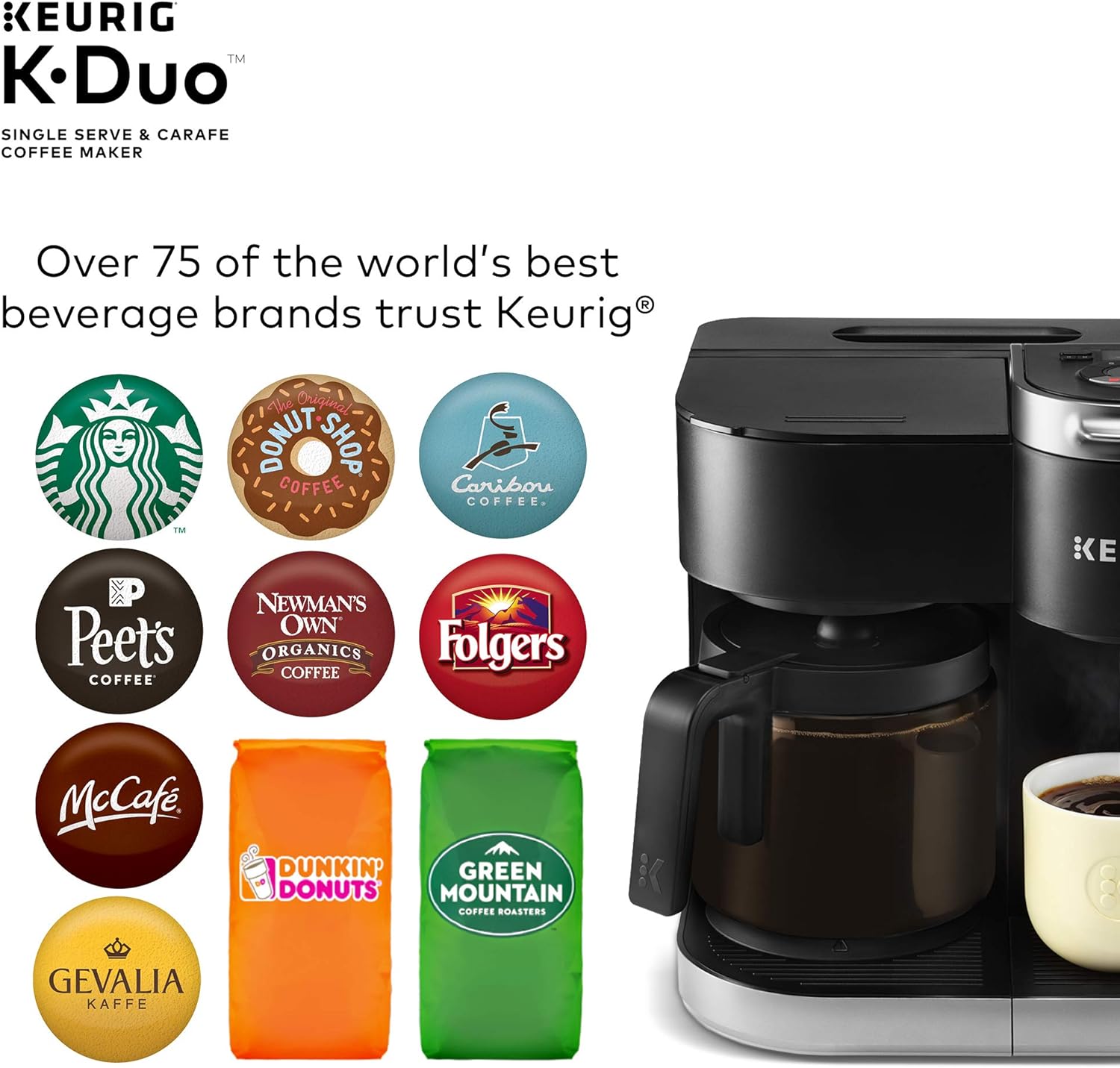 Keurig K-Duo Single Serve K-Cup Pod & Carafe Coffee Maker. Black