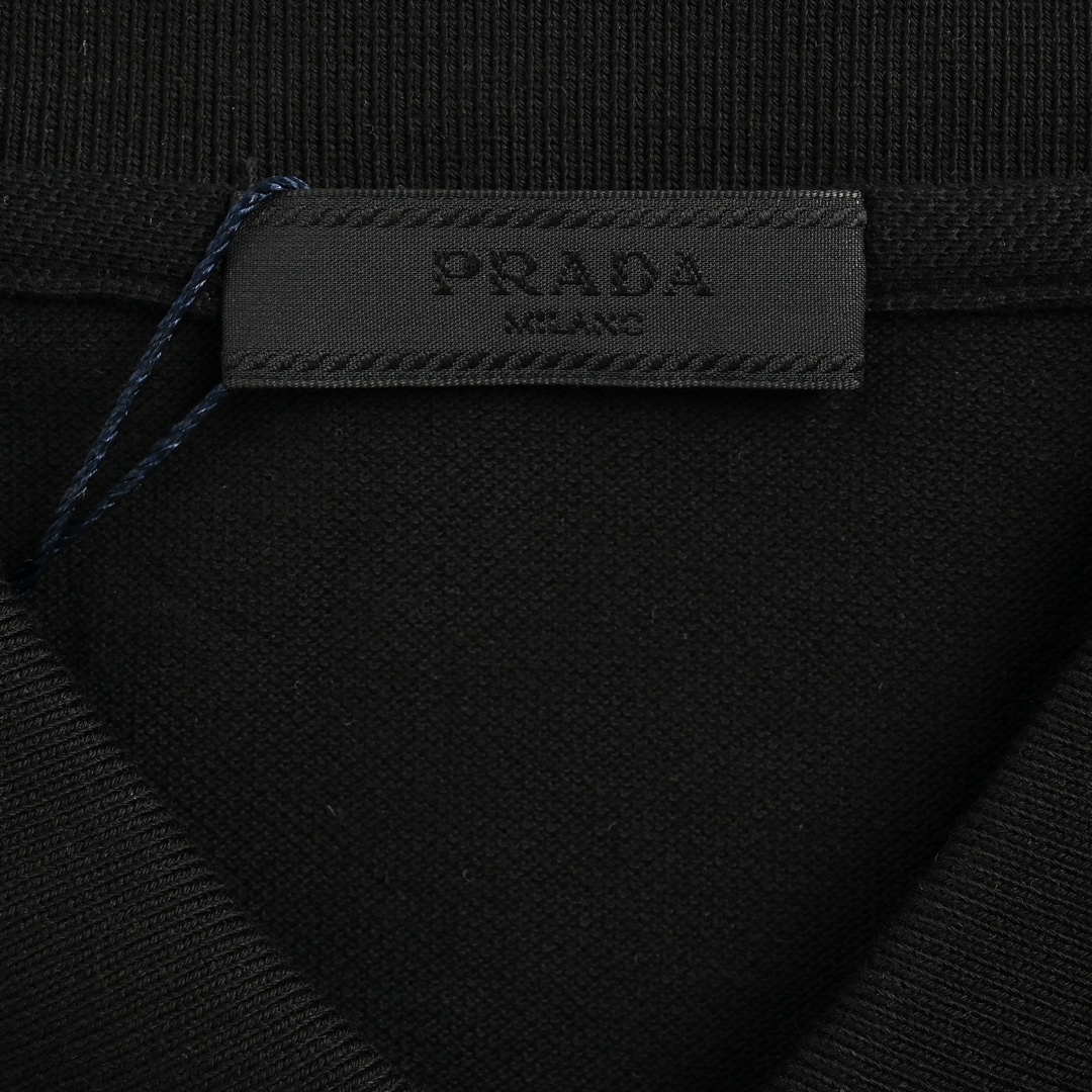 Prada 24ss red trim nylon pocket polo short sleeve