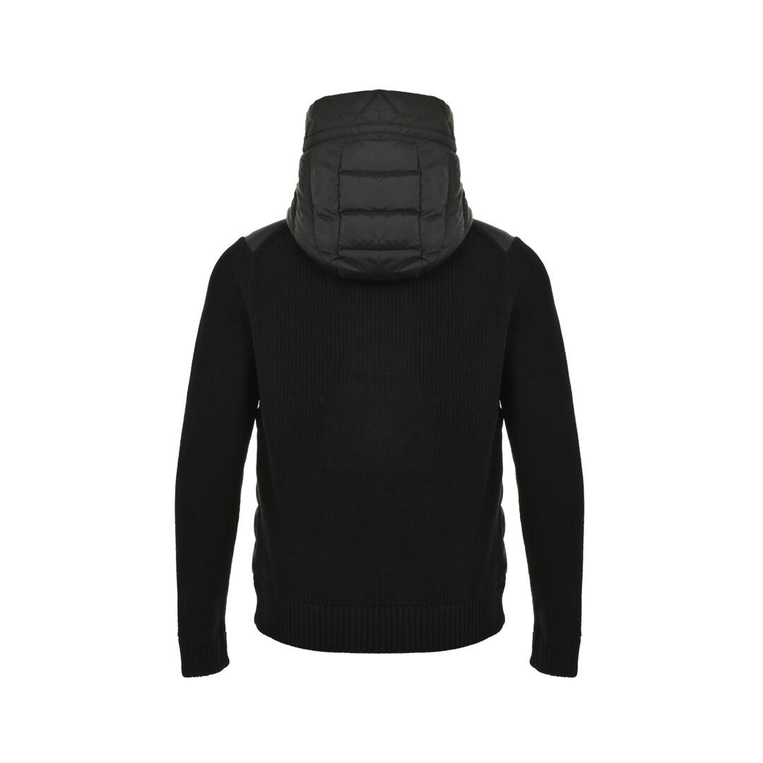 Moncler 24Fw sleeve patchwork knitted hooded lightweight down jacket