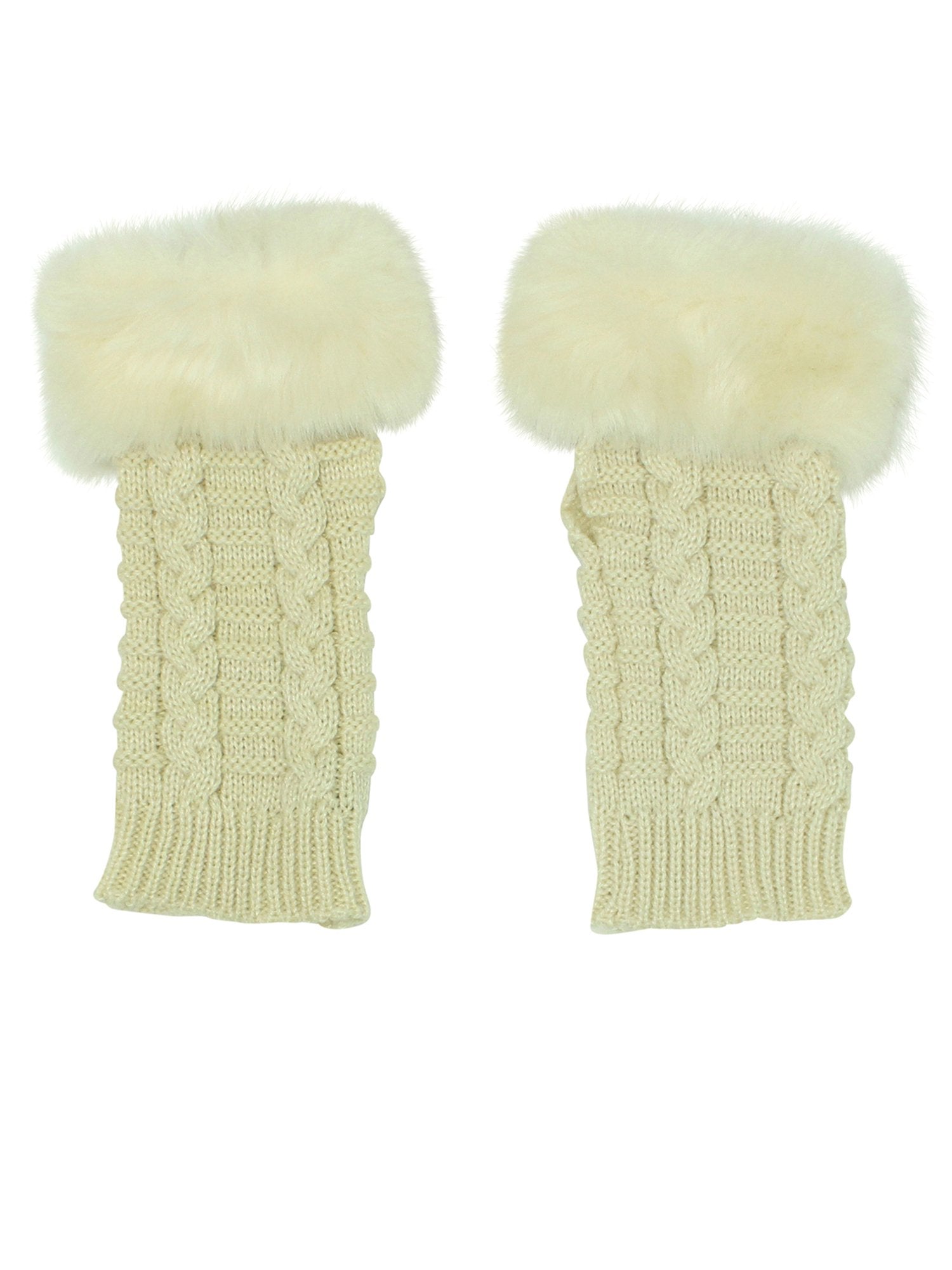 Faux Fur Trim Arm Warmer Fingerless Gloves