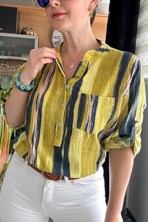 BUY 2 FREE SHIPPING-Women Irregular Striped Shirt