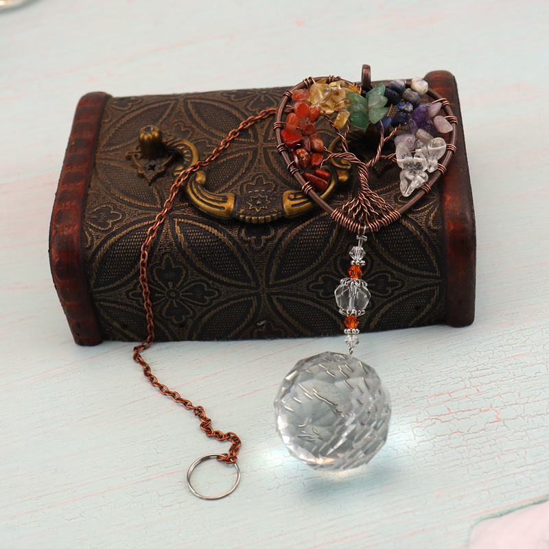 Natural crystal wind chime tree of life light catcher - Christmas decoration