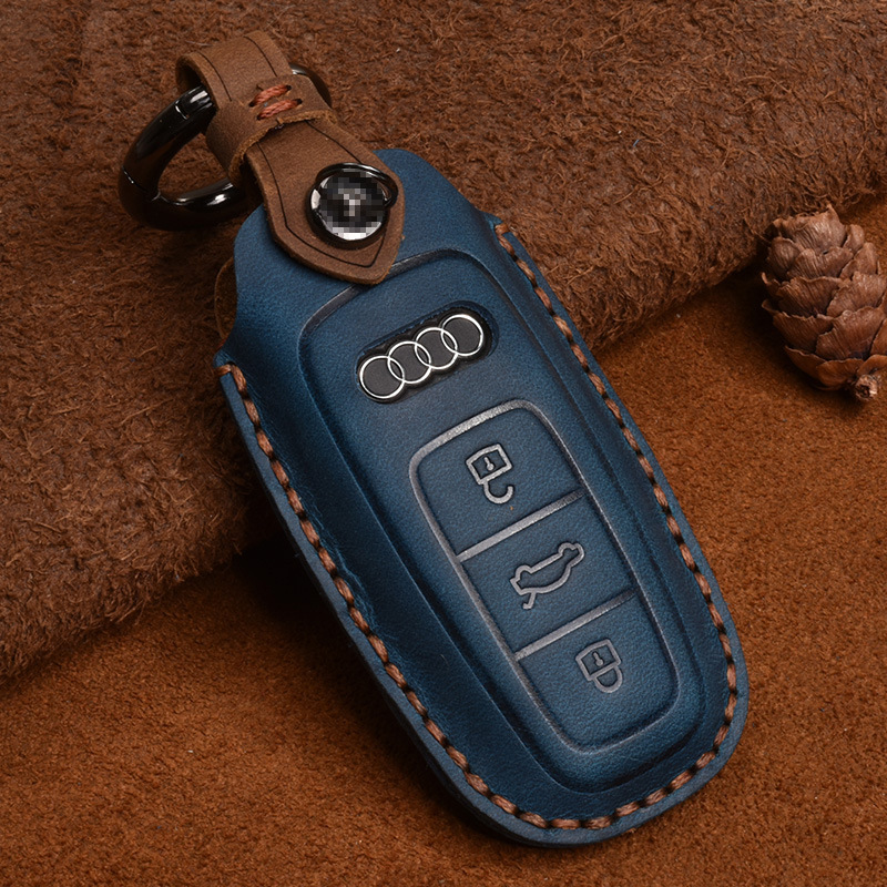 Buttons Genuine Leather Car Key