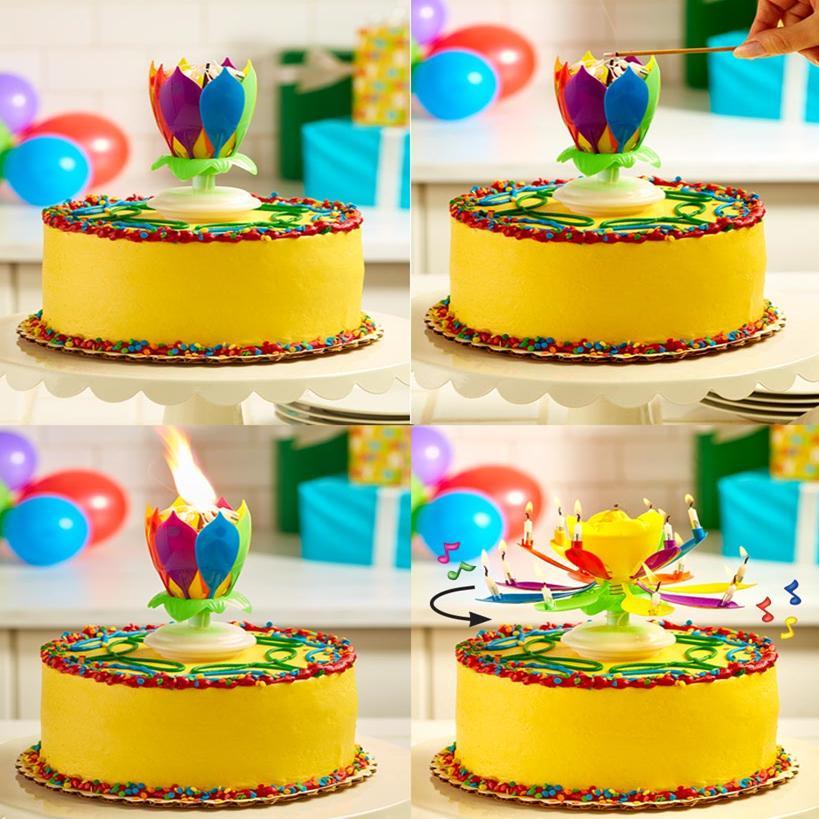 Only $9.98 Today!!--Upgrade Multicolor Rotating Lotus Cake Candle(Buy 10 Get 20 Free)