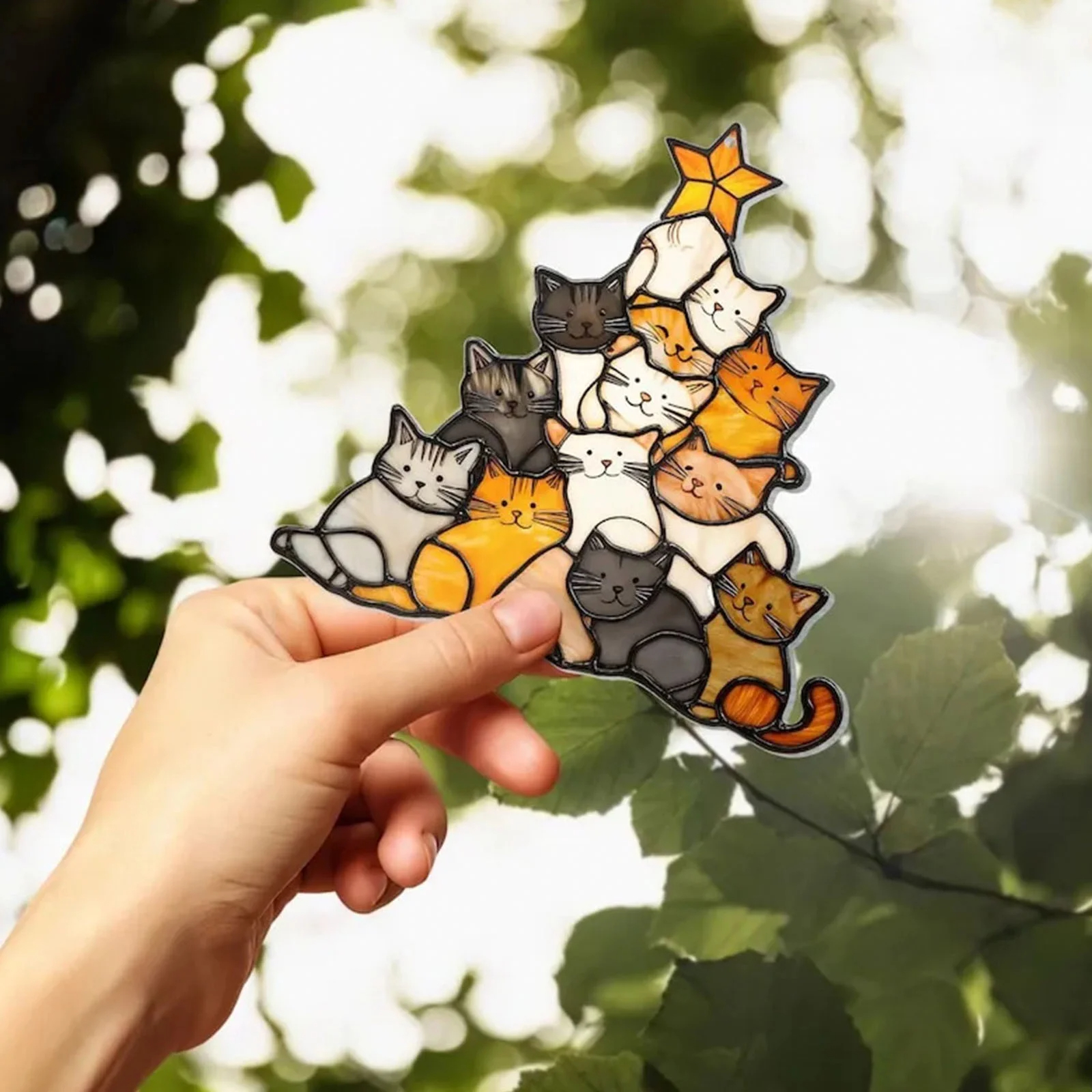 💥ON SALE💥Cat Christmas Tree Suncatcher Ornament Decoration🐱🎄✨