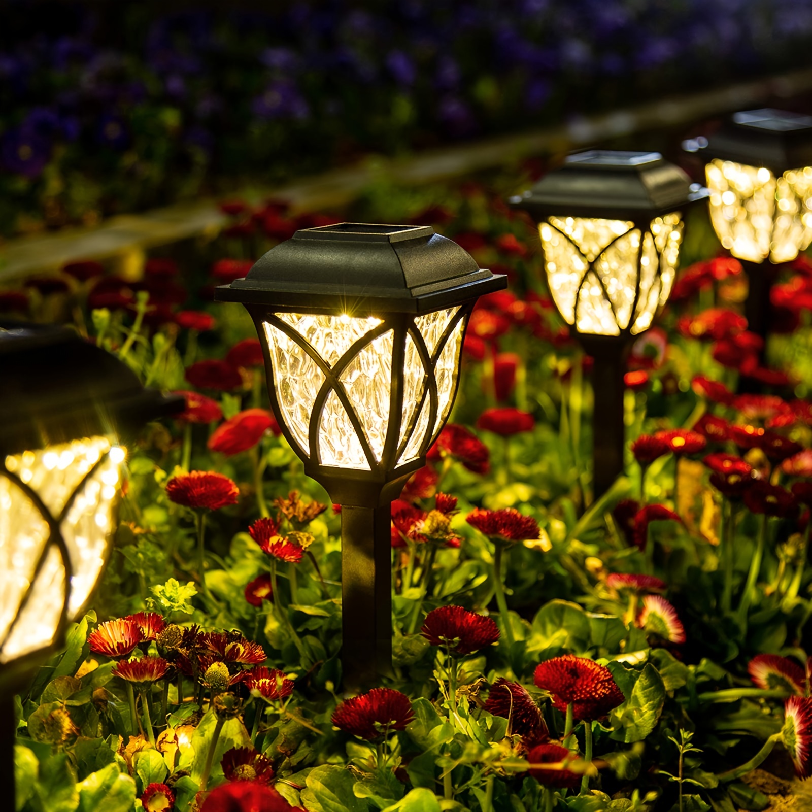 6-Pack Solar Pathway Lights Outdoor, LED Solar Landscape Warm Lights Waterproof Solar Powered Garden Lights For Yard, Patio, Landscape, Walkway