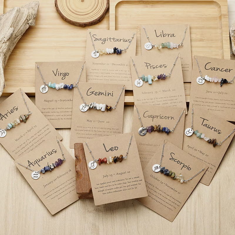 Last Day 50%OFF- Handmade Natural Stone Zodiac Sign Necklace