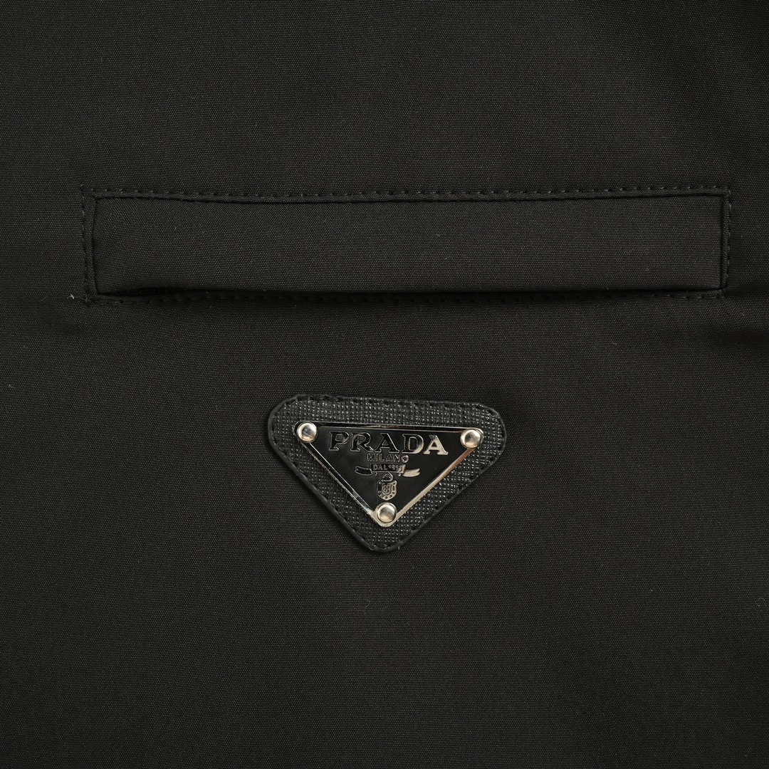 Prada 24Fw triangle logo back rhinestone lettering jacket