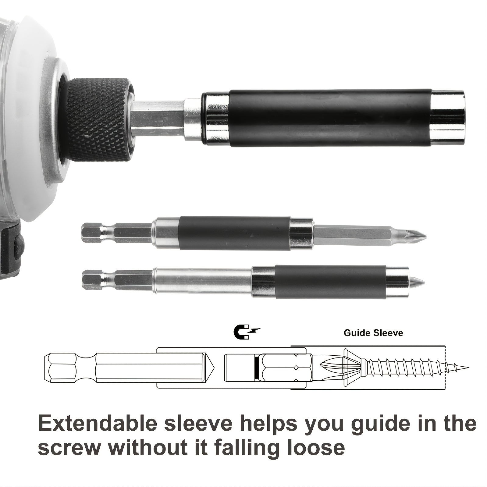 GEINXURN 59pcs Steel Screwdriver And Nut Driver Bit Set With Storage Case Impact Magnetic Screw Guides Quick Change Holder For Drill Driver