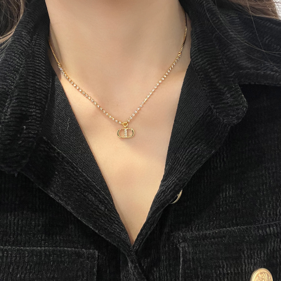Dior diamond CD necklace