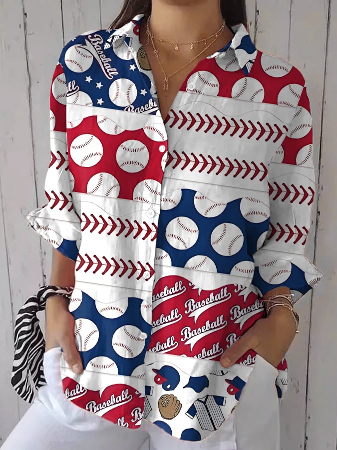 Women's American Flag Baseball Printed Striped Vest Top