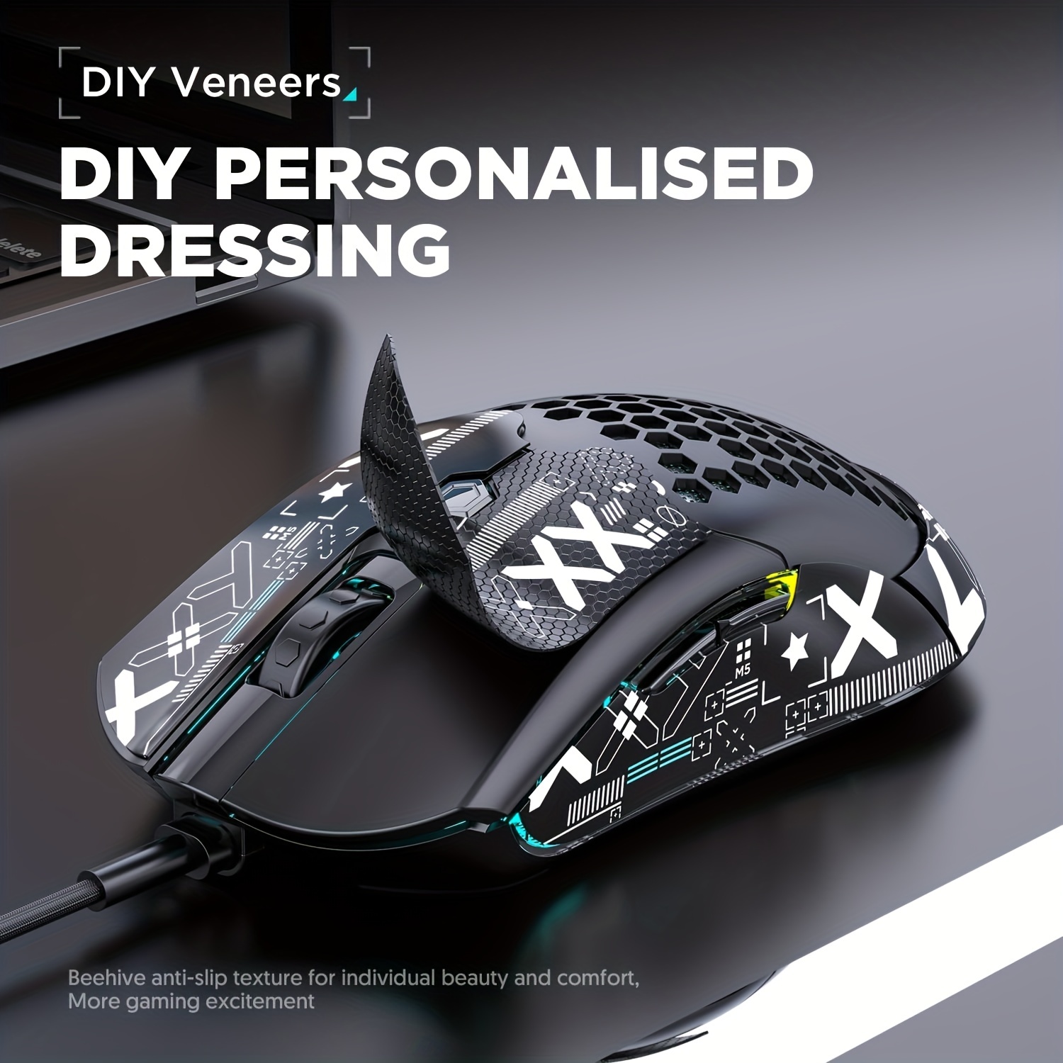 M5 Ultralight Wired Gaming Mouse, Lightweight Honeycomb Shell, Pixart PAW3325, 6 Adjustable DPI 12000, 26 RGB Breathing Backlit Mice, 65g, USB Optical Model O Mice For Win11/Xbox/PS/Mac