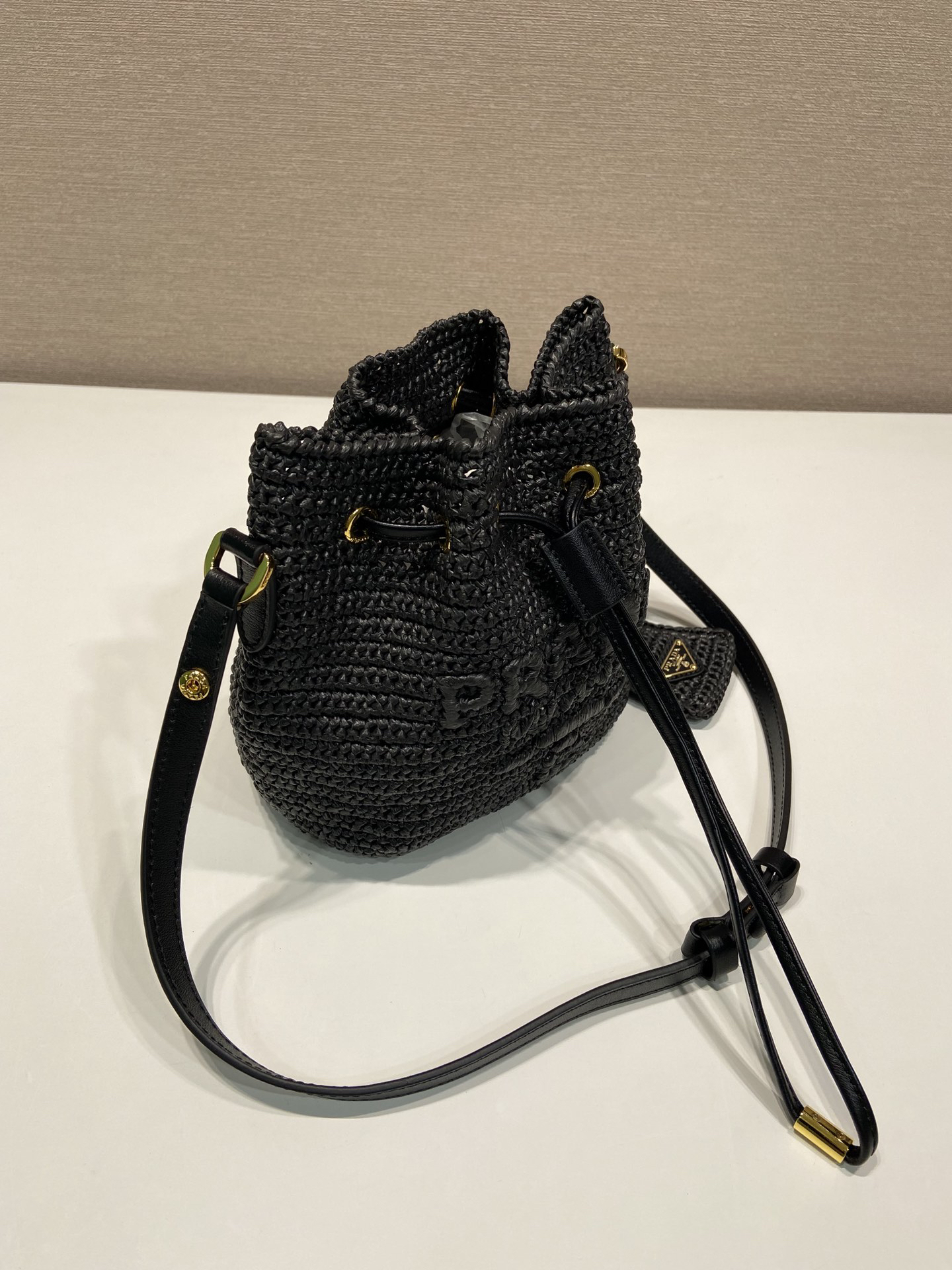 Prada Straw Bucket Bag 1BE068