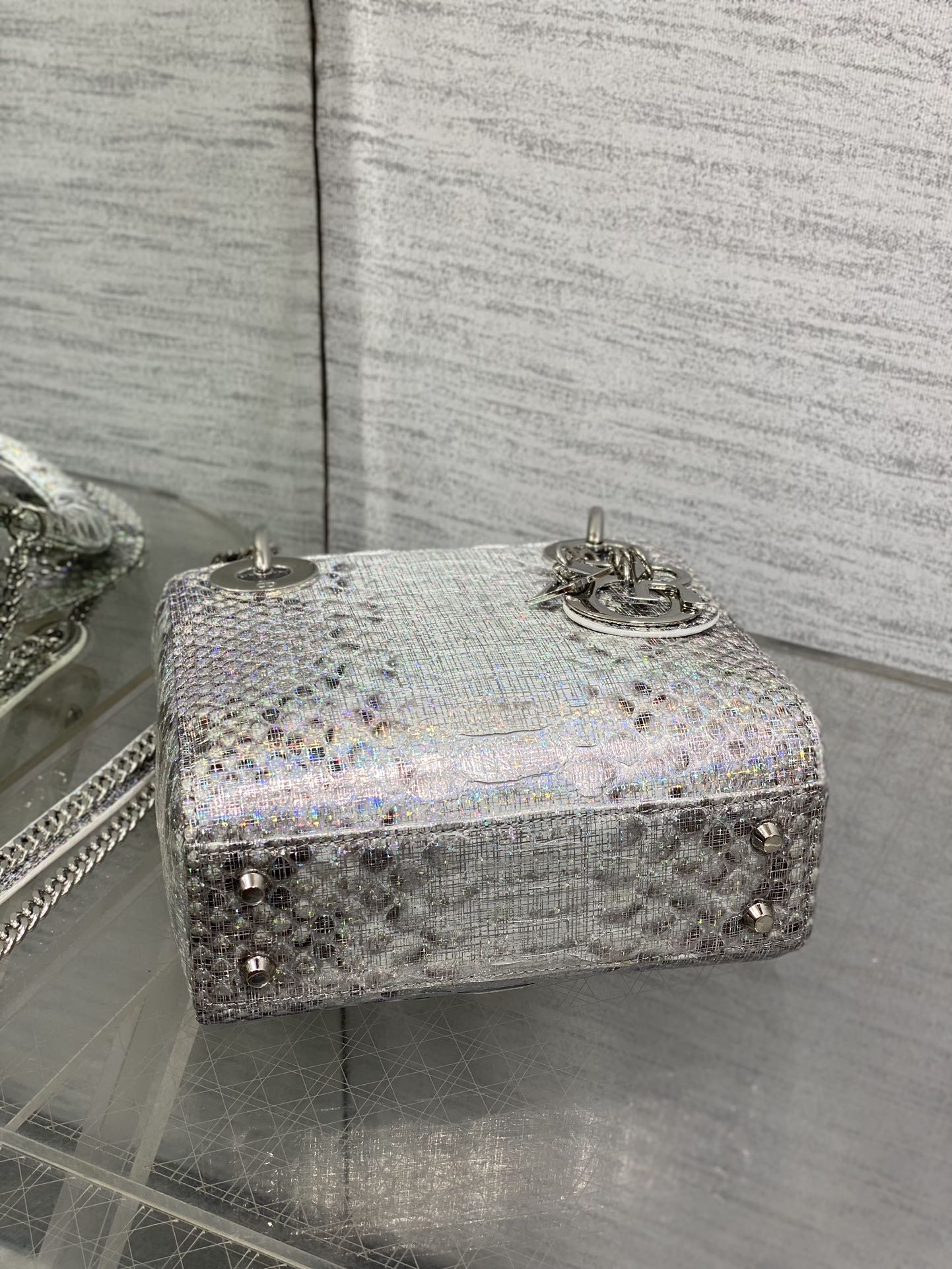 Dior Lady three-grid rare snakeskin Princess Diana bag