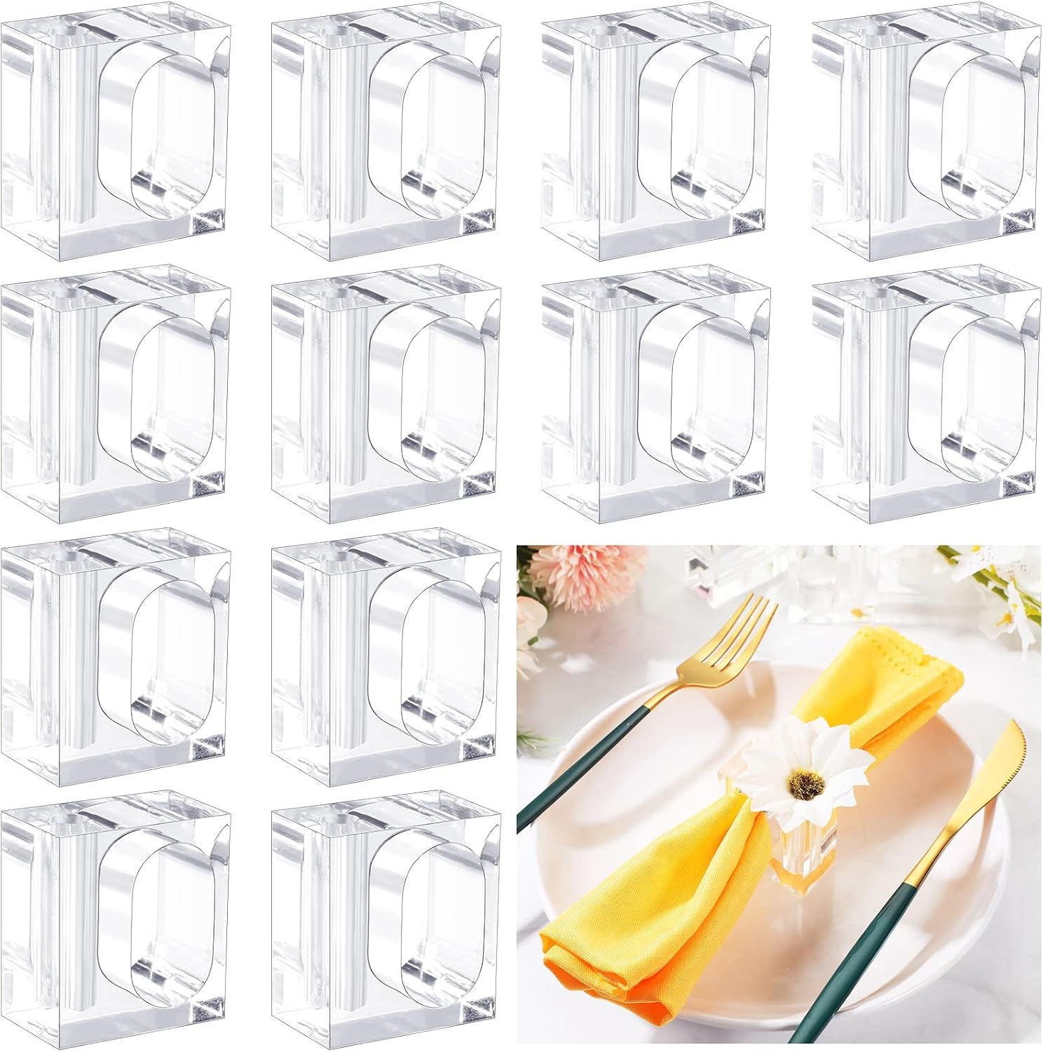 🔥ON SALE 49% OFF🔥Flower Napkin Rings Clear Acrylic Napkin Holder