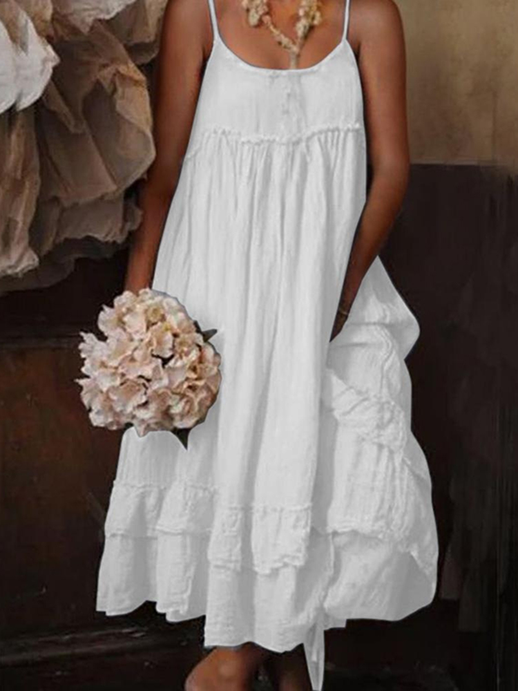 Double Layered Sleeveless Midi Dress
