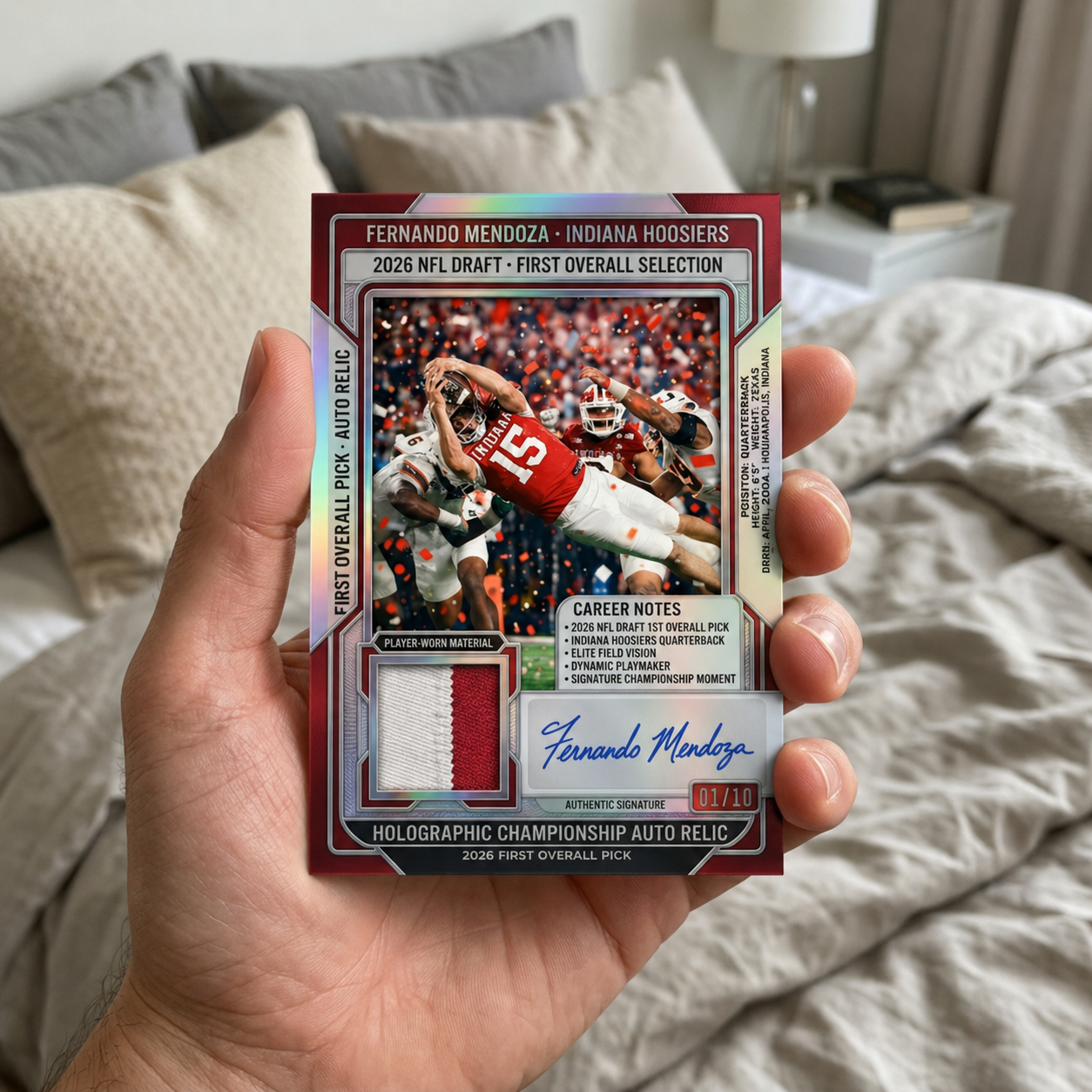 🏈 Fernando Mendoza 2026 NFL Draft 1st Overall Pick RPA Card!